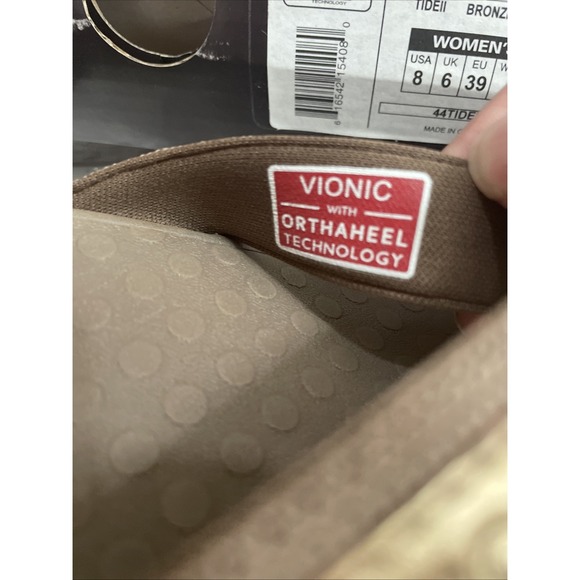 Vionic Tide II Womens Sz 7 Flip Flop Gold Metallic Orthaheel NWT - Picture 6 of 6
